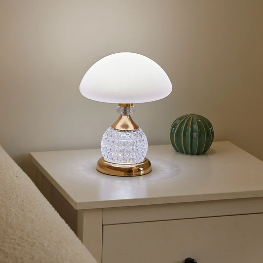 PaddeGleam Kristallen Paddenstoel Tafellamp | Elegante LED Lamp met Dimbaar Warm Licht voor Woonkamer & Slaapkamer
