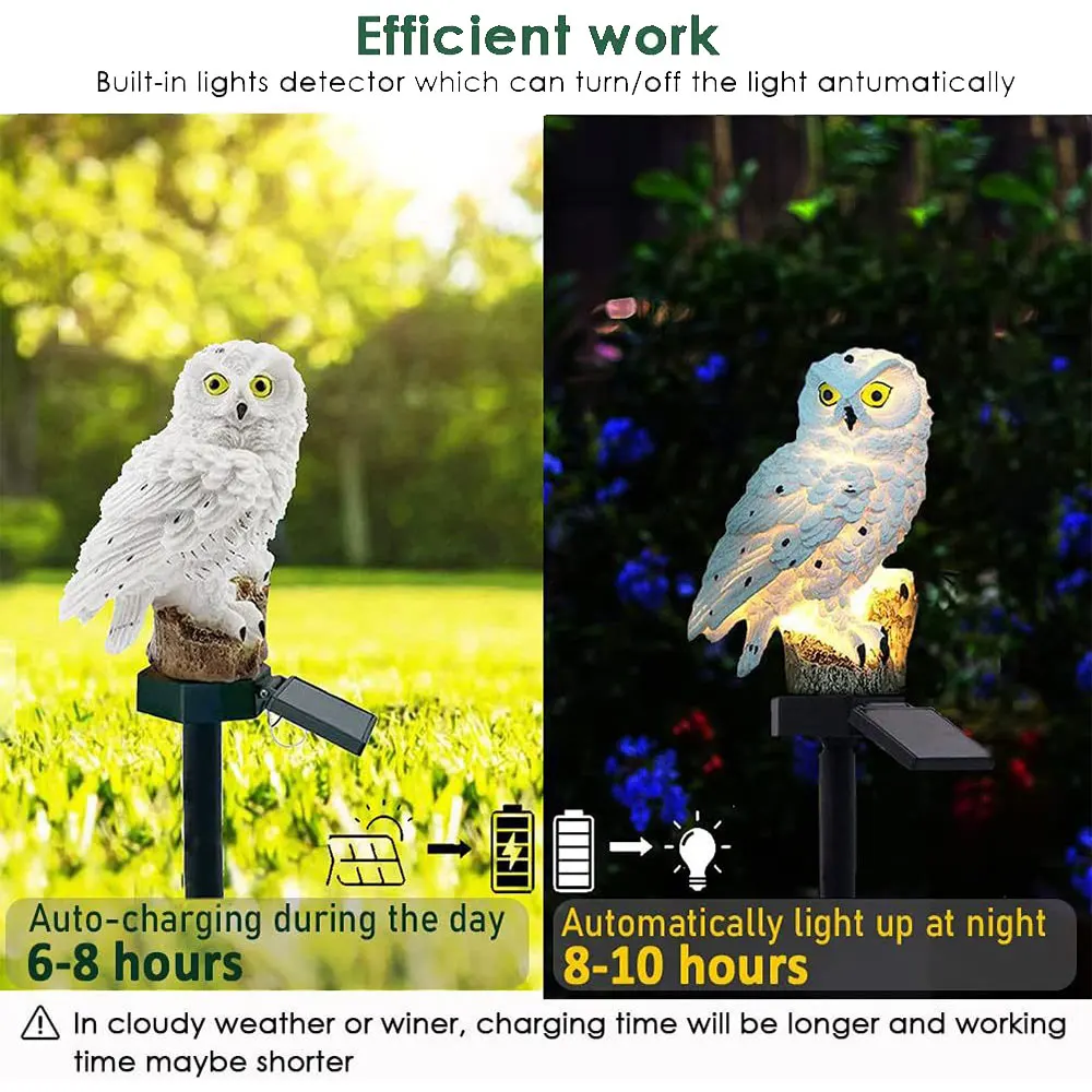 Owl | Uil Beeld Tuinverlichting en Decoratie (2-Pack)