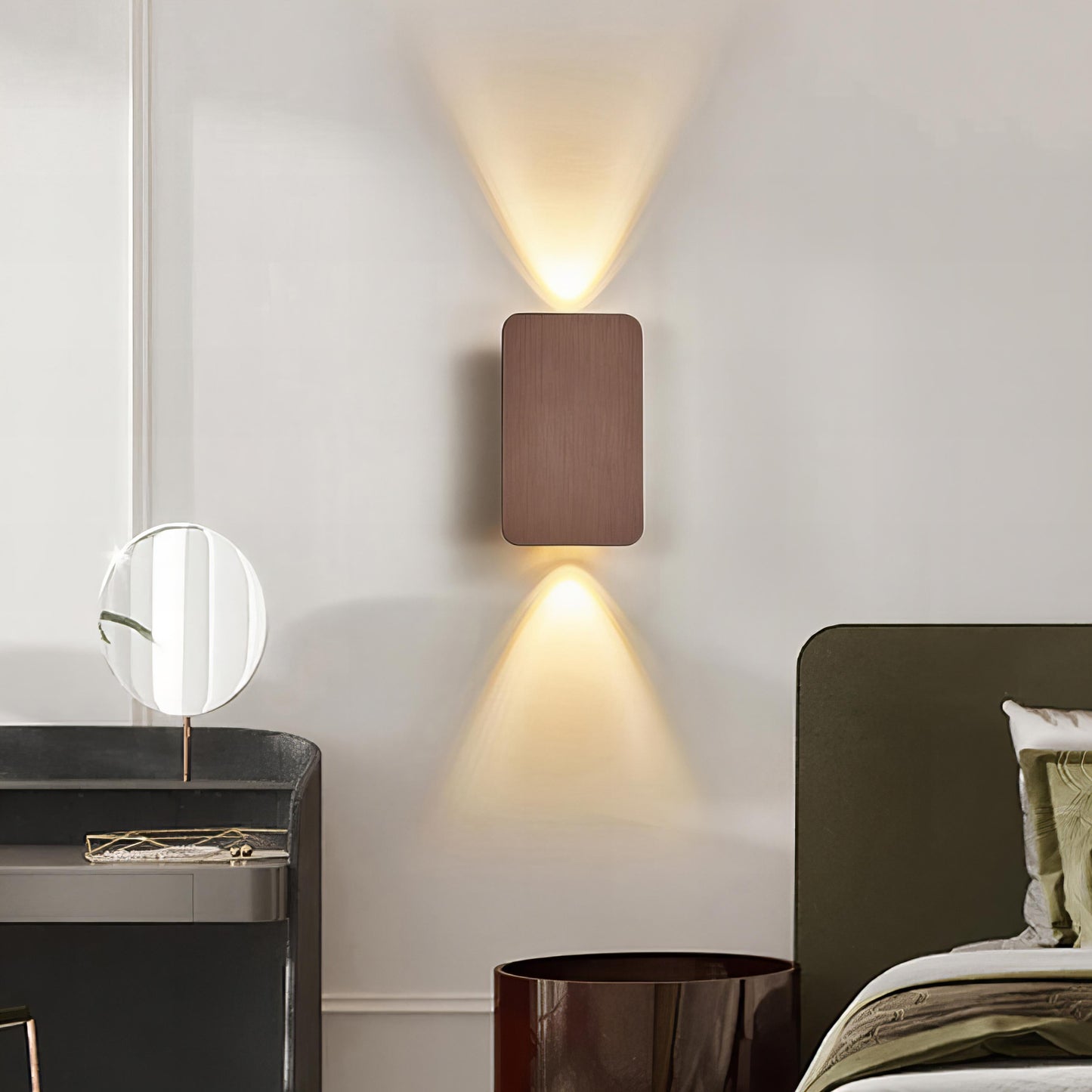 Rechthoekige wandlamp houtlook