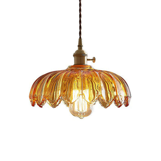 Vintage geglazuurde bloem hanglamp