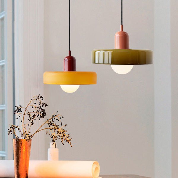ColorLume | Geometrische Bauhaus Plafondlamp – Glazen Designlamp met Kleurrijke Accenten