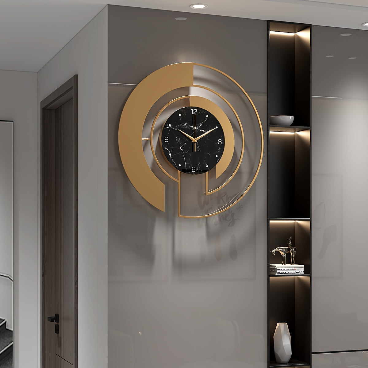 Valeria | Moderne Gouden Wandklok met Stijlvol Geometrisch Ontwerp