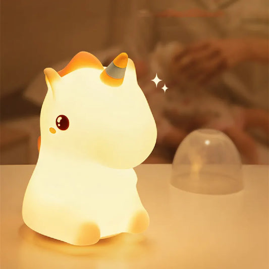 Cute Unicorn Silicone Pat  Night Light