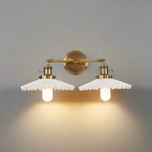 Antieke Gouden Keramische Dubbele Lamp