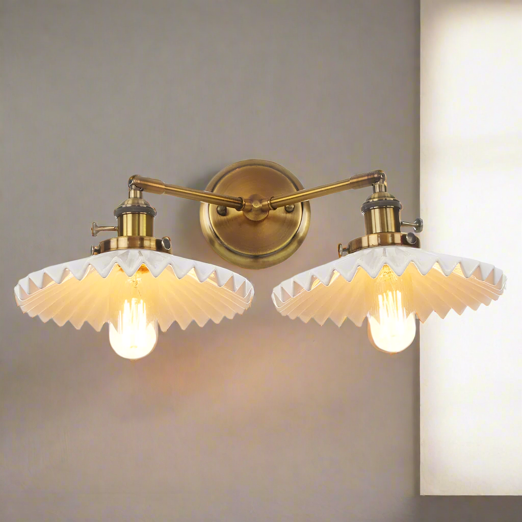 Aurio Retro- Keramische wandlamp met dubbele verlichting