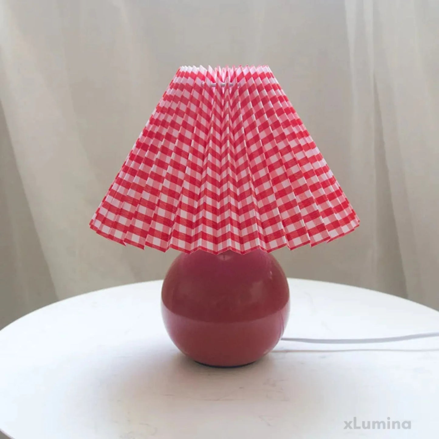 Antiek Geplooid - Vintage tafellamp met geplooide kap