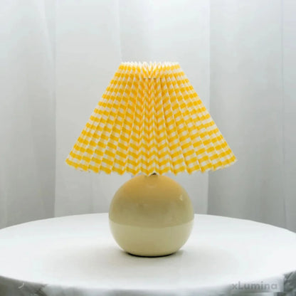 Antiek Geplooid - Vintage tafellamp met geplooide kap