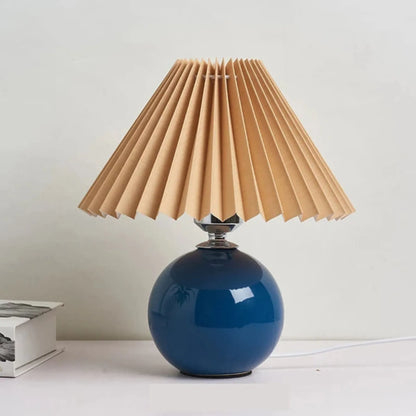 Antiek Geplooid - Vintage tafellamp met geplooide kap