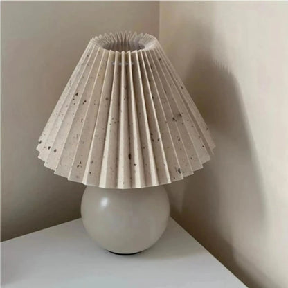 Antiek Geplooid - Vintage tafellamp met geplooide kap