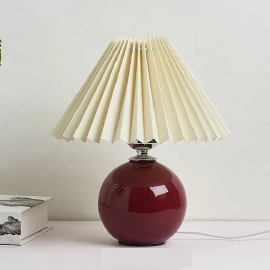 Antiek Geplooid - Vintage tafellamp met geplooide kap