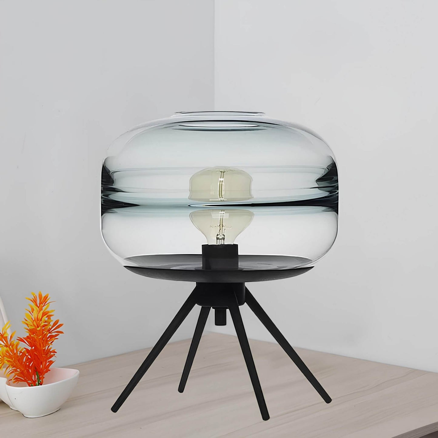 Elegante tafellamp | Modern ontwerp met glazen koepel en stevige metalen voet