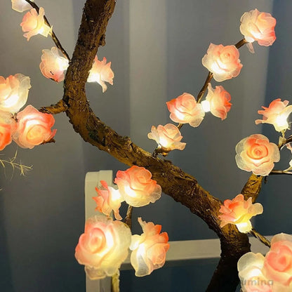 Boom lamp - Roze bloem bonsai tafellamp