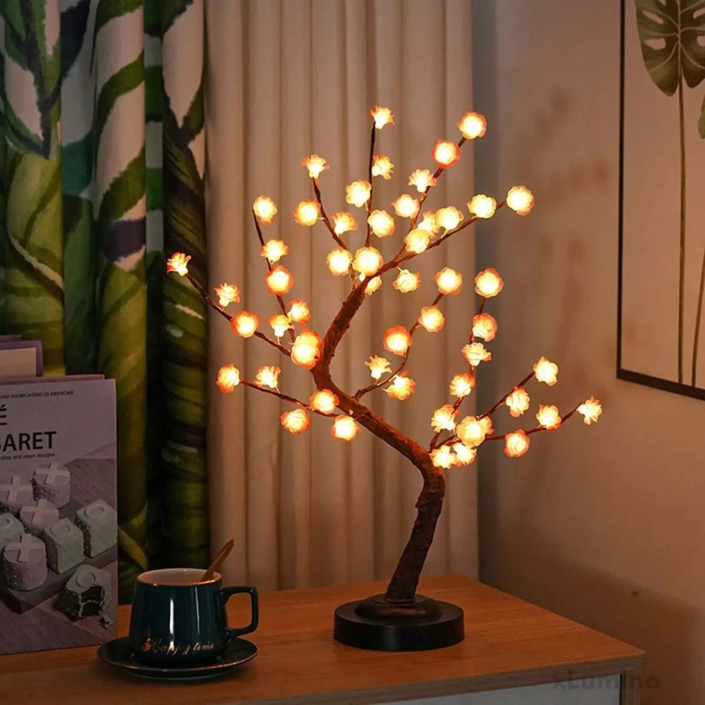 Boom lamp - Roze bloem bonsai tafellamp