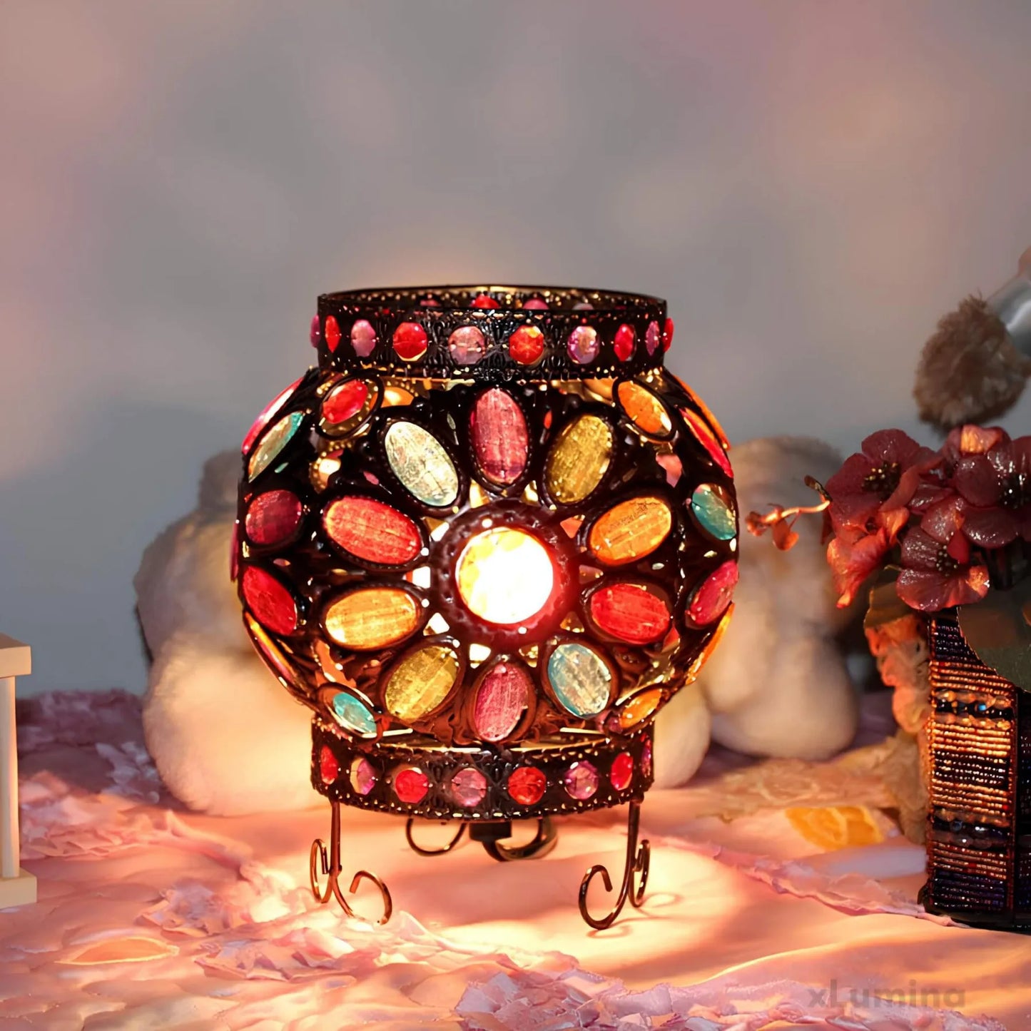 BeadLight - Bedlampje met acrylkralen in brons