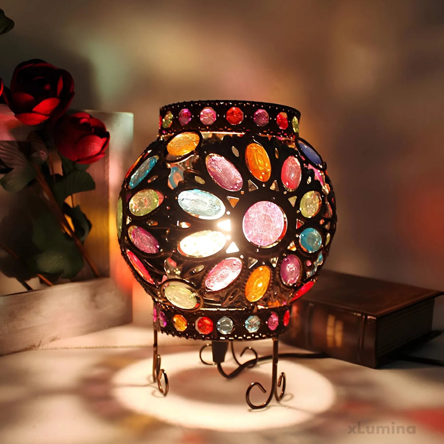 BeadLight - Bedlampje met acrylkralen in brons