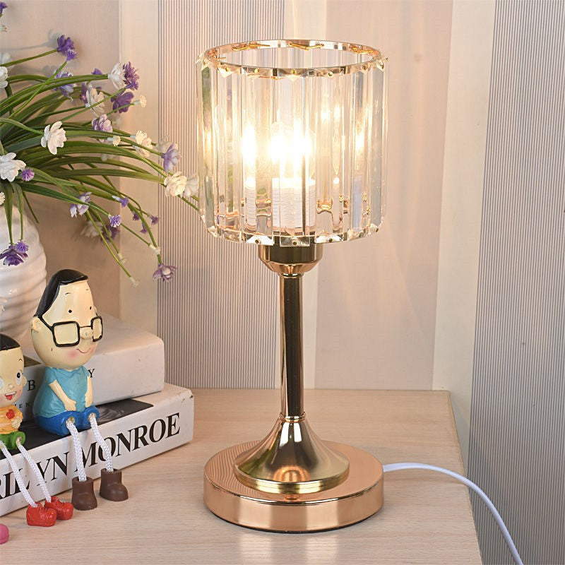 SparklingGold Kristallen Tafellamp | Luxe Gouden LED Lamp met Dimbare Verlichting voor Bureau & Woonkamer