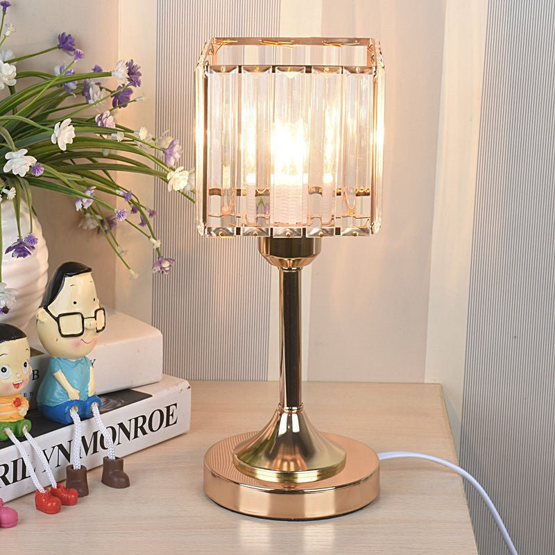 SparklingGold Kristallen Tafellamp | Luxe Gouden LED Lamp met Dimbare Verlichting voor Bureau & Woonkamer