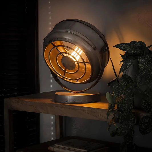 Dromlamp – Retro Industriële Tafellamp van Metaal | Sfeervolle Woondecoratie