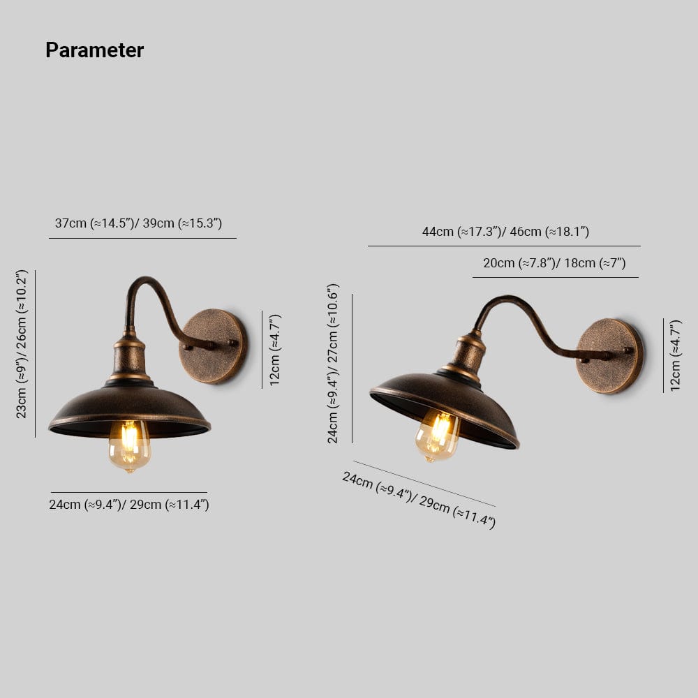 Alessio Rustieke Komvormige Antiek Messing IP65 Waterdichte Wandlamp voor Buiten