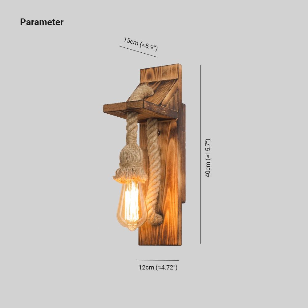 RopeBeam | Wandlamp van hout en touw