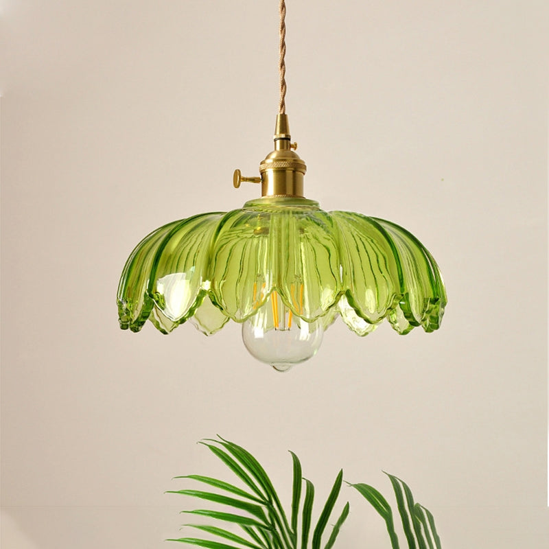 Vintage geglazuurde bloem hanglamp