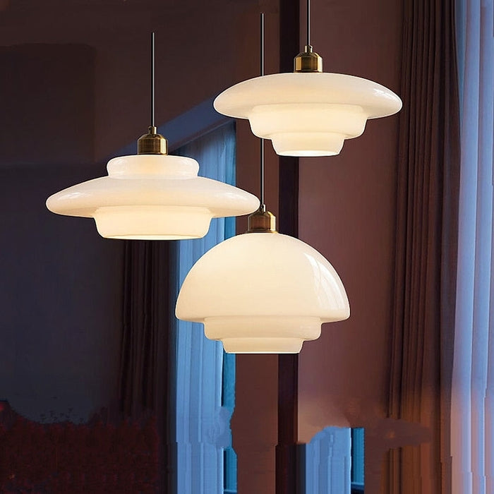Witte glazen hanglamp