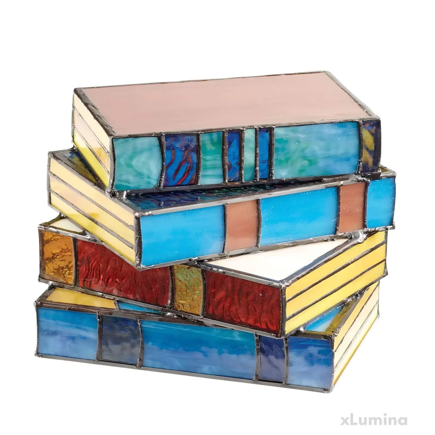 GlassNovel | Gebrandschilderde Glazen Boek Lamp – Uniek Handgemaakt Design & Sfeervolle Verlichting