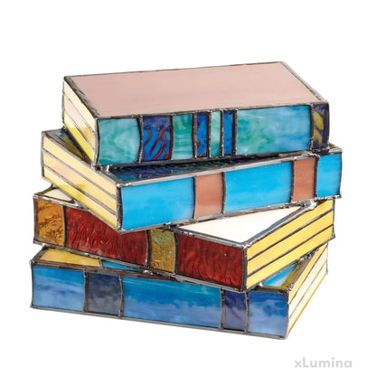 GlassNovel | Gebrandschilderde Glazen Boek Lamp – Uniek Handgemaakt Design & Sfeervolle Verlichting