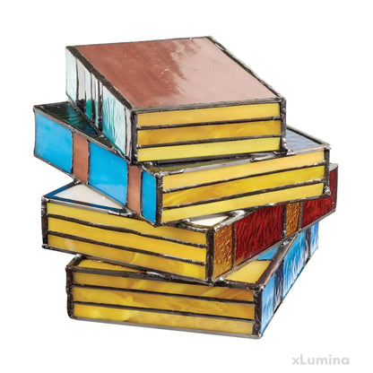 GlassNovel | Gebrandschilderde Glazen Boek Lamp – Uniek Handgemaakt Design & Sfeervolle Verlichting