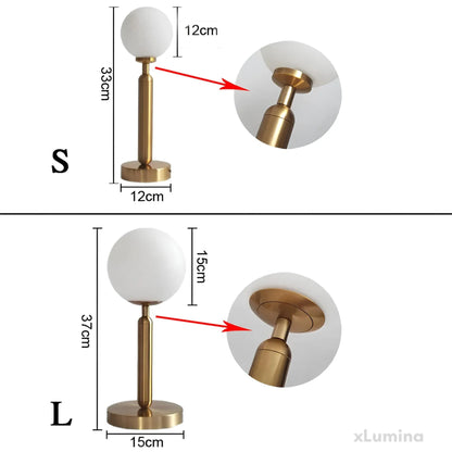 GlowSphere – LED Tafellamp met Glazen Bol & Messing Voet | Moderne Design Lamp voor Woonkamer, Slaapkamer & Kantoor