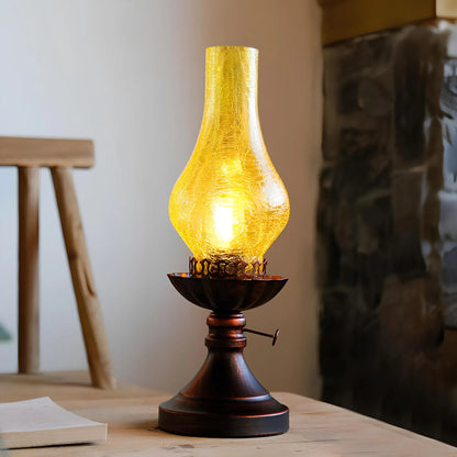 GlowThijs - Craykle glazen lampenkap paraffine retro nachtlampje