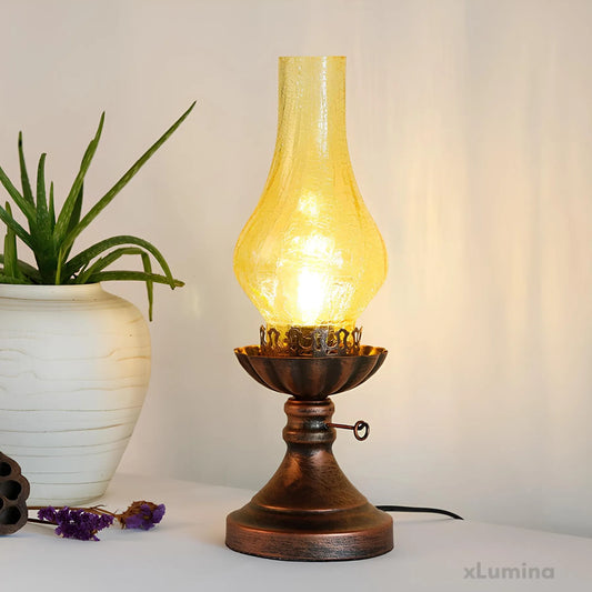 GlowThijs - Craykle glazen lampenkap paraffine retro nachtlampje