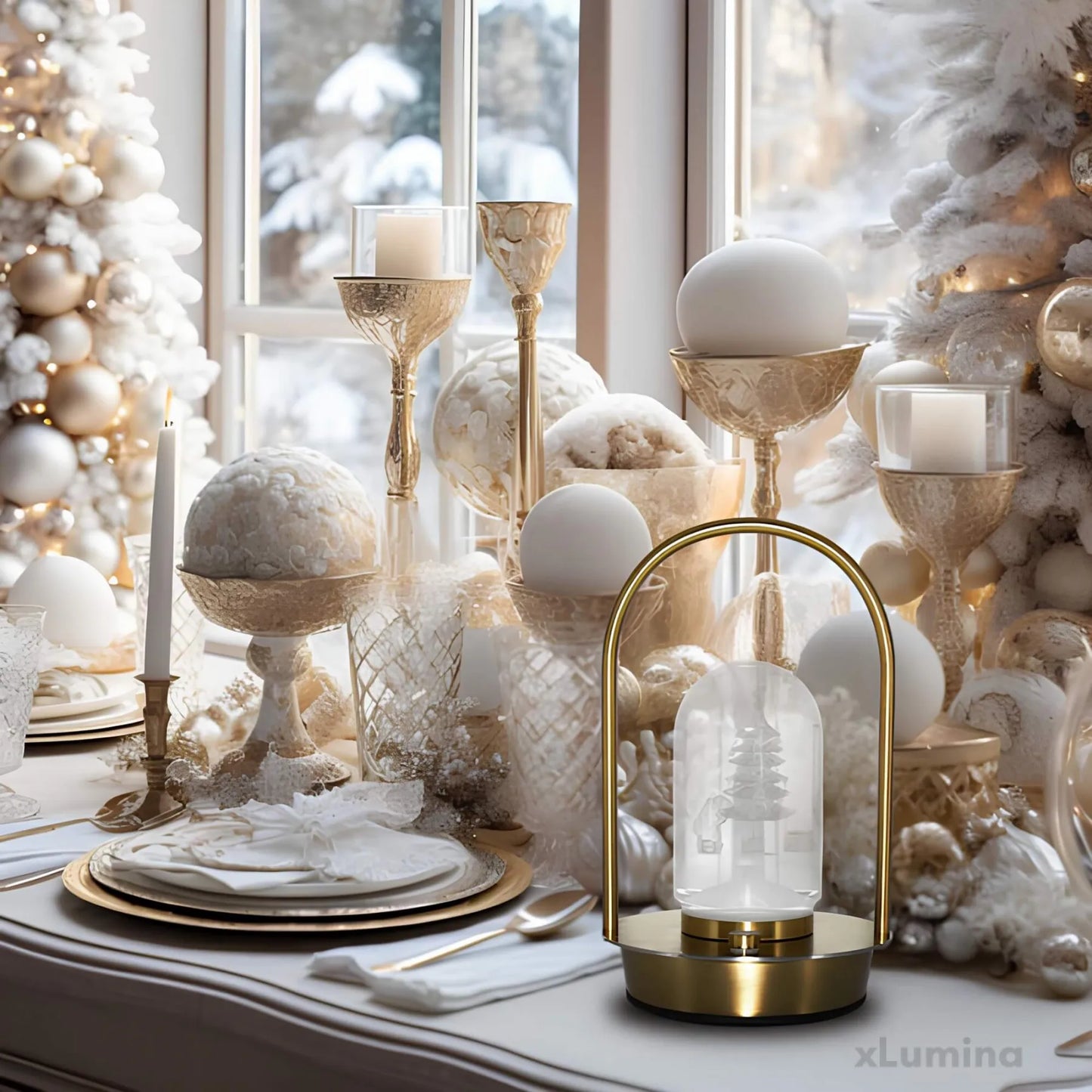 Gouden draagbare LED lamp - snoerloze kerstverlichting