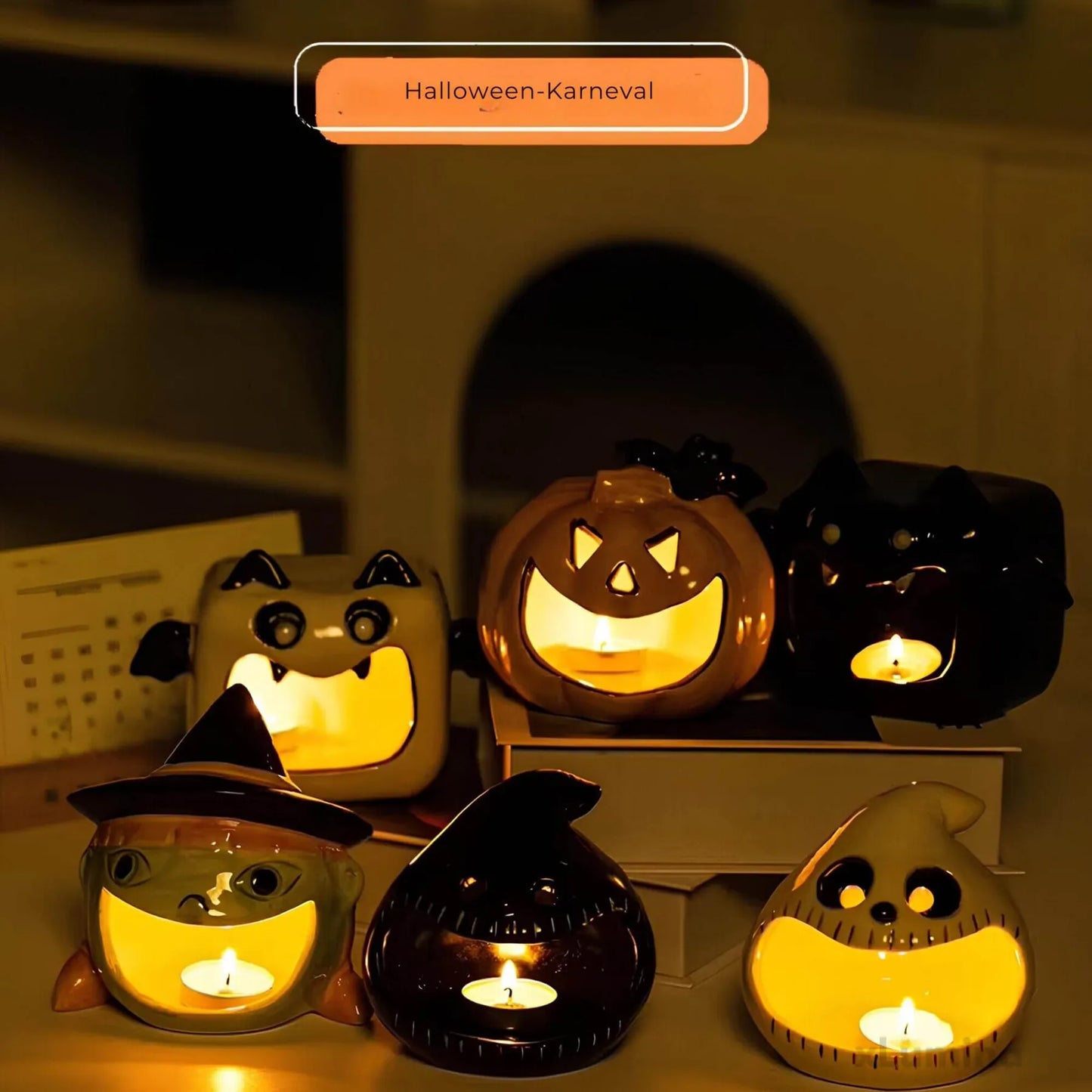 Pompoen lantaarn van keramiek - Halloween decoratie