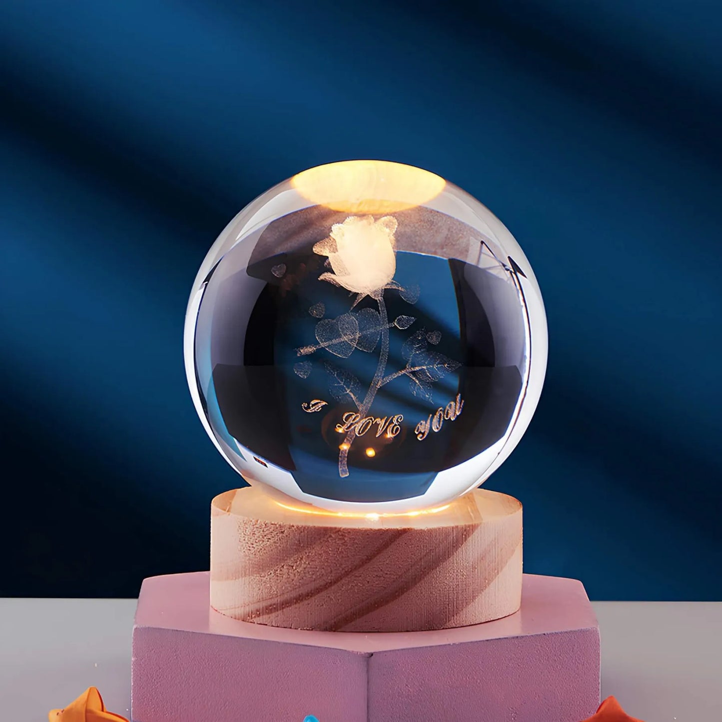 Kristallen Nachtlamp – 3D LED Tafellamp met Meerkleurige Verlichting | Luxe Sfeerlamp