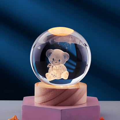 Kristallen Nachtlamp – 3D LED Tafellamp met Meerkleurige Verlichting | Luxe Sfeerlamp