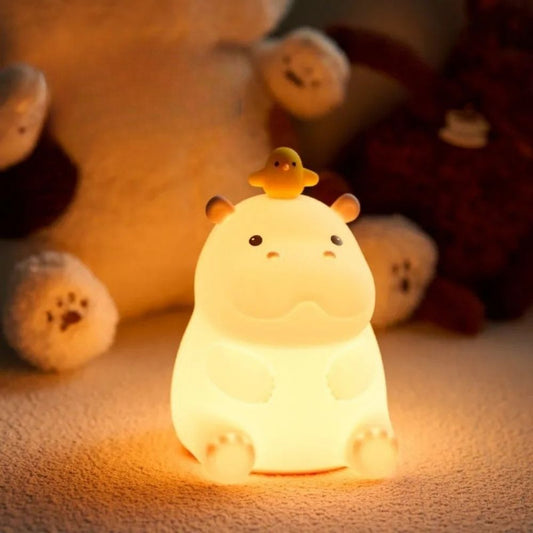 Baby Hippo Silicone Pat Colorful Lamp
