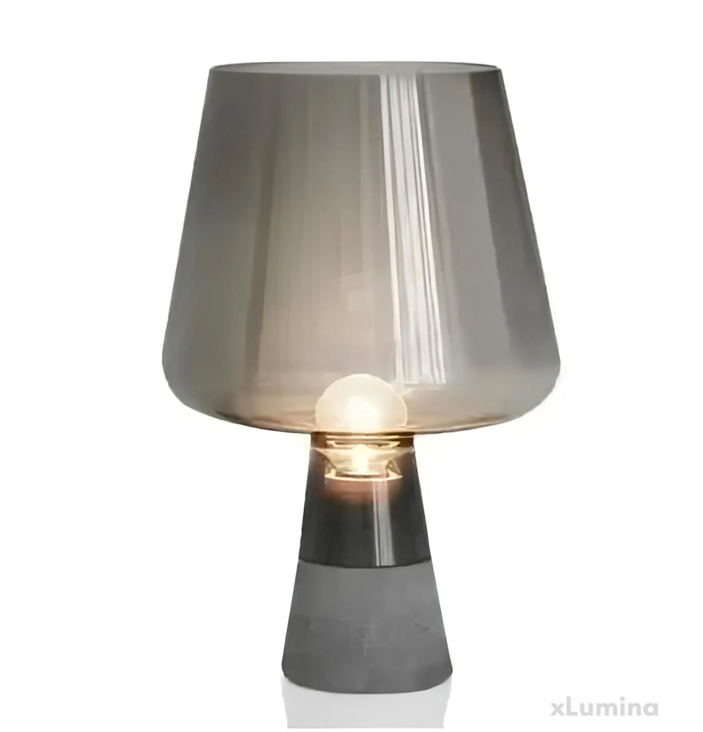 Leimu - Tafellamp van amberkleurig glas en betonnen voet
