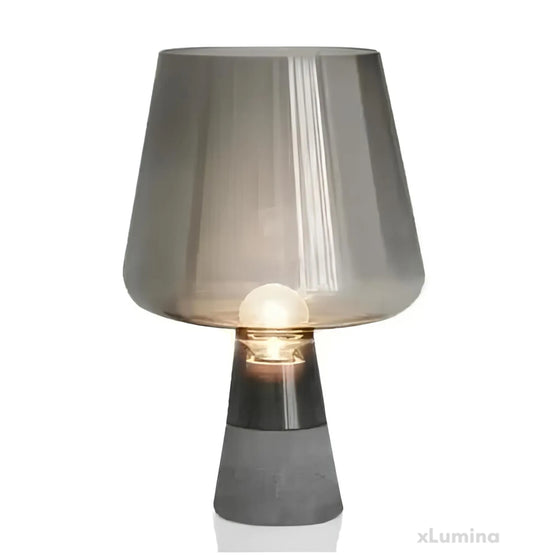 Leimu - Tafellamp van amberkleurig glas en betonnen voet