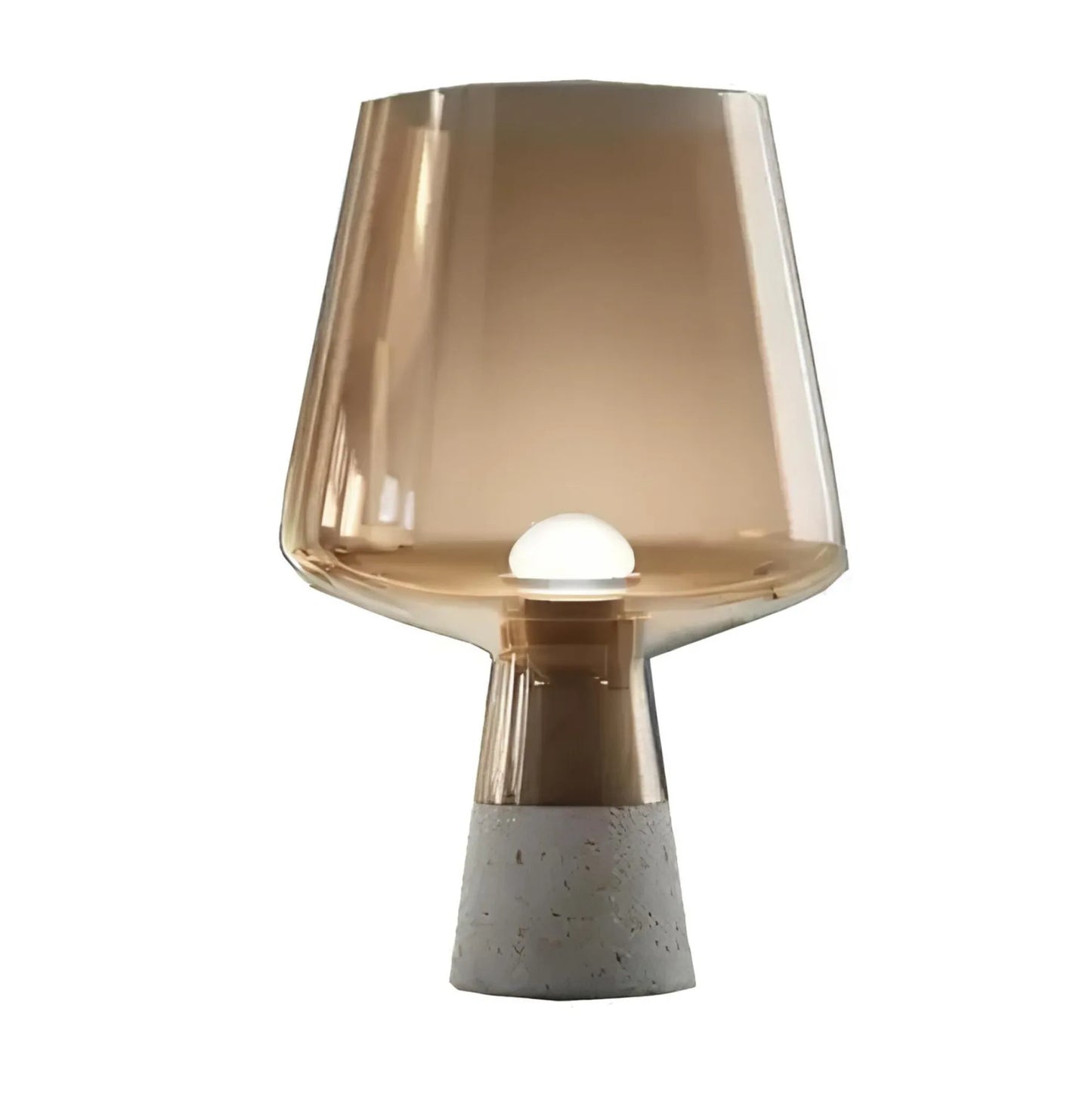 Leimu - Tafellamp van amberkleurig glas en betonnen voet