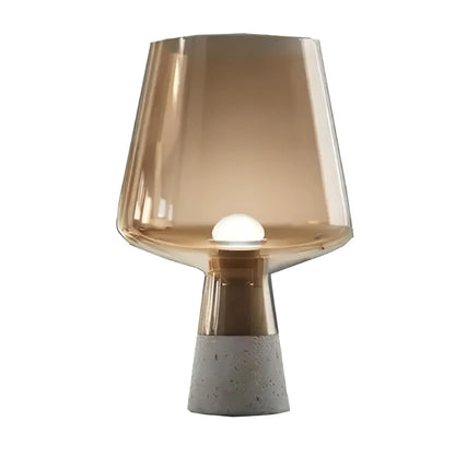 Leimu - Tafellamp van amberkleurig glas en betonnen voet