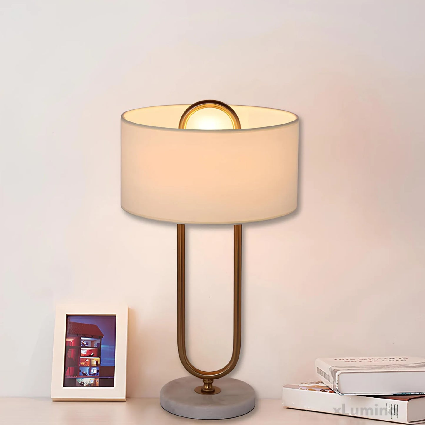 LichtAnna - Witte trommel tafellamp met ovale staander