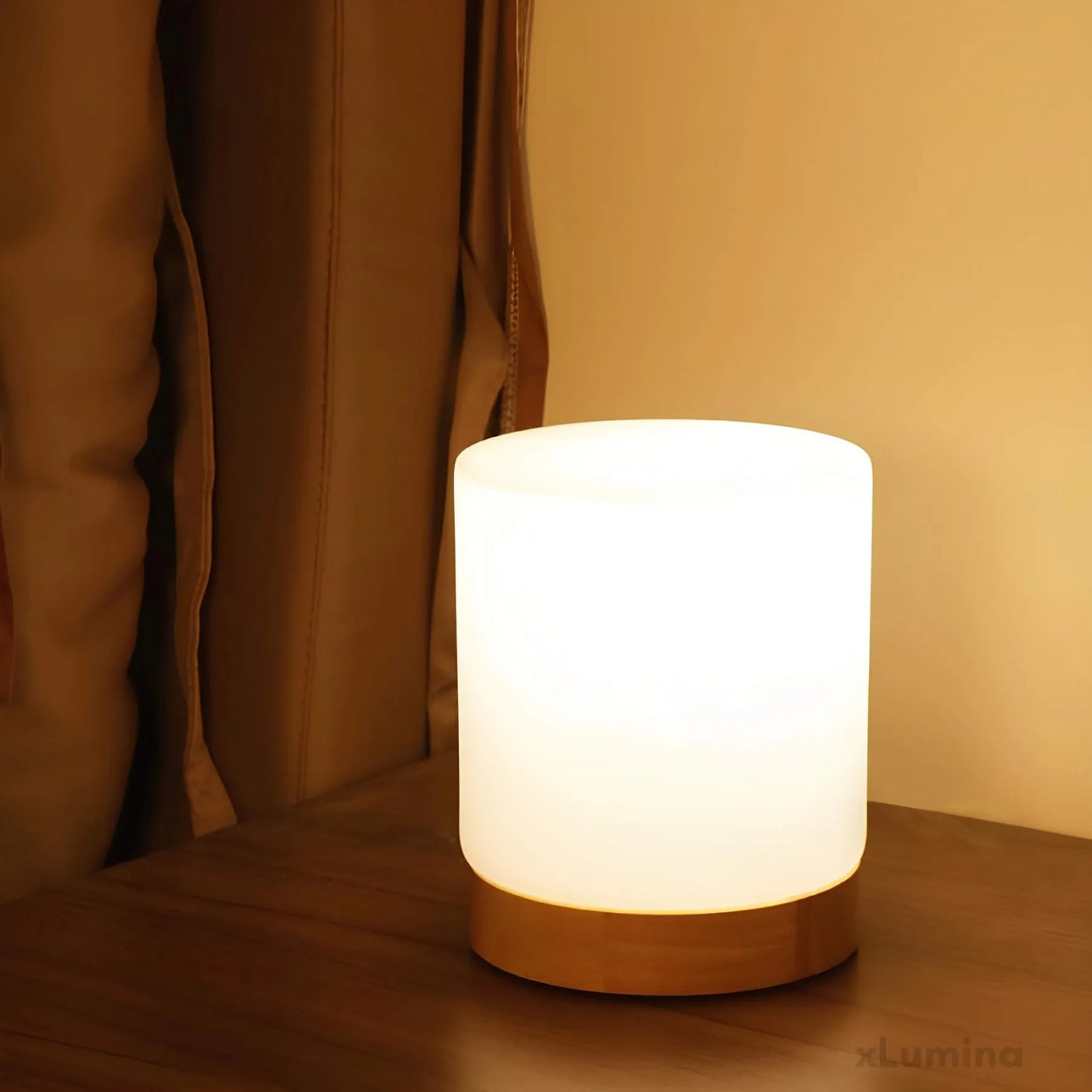 Lumiglow - Mini glazen cilinder tafellamp met 360° touch