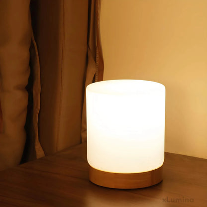 Lumiglow - Mini glazen cilinder tafellamp met 360° touch