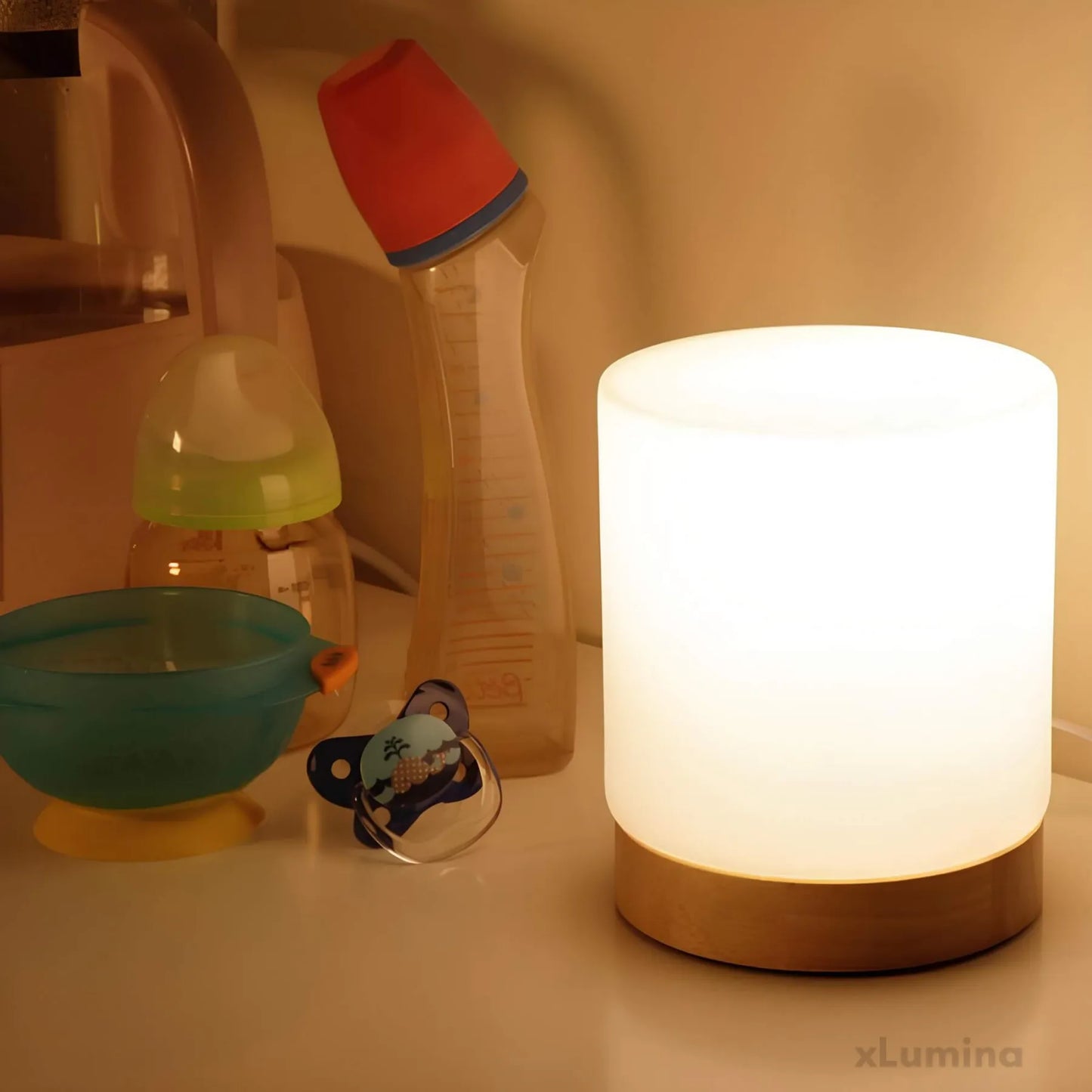 Lumiglow - Mini glazen cilinder tafellamp met 360° touch