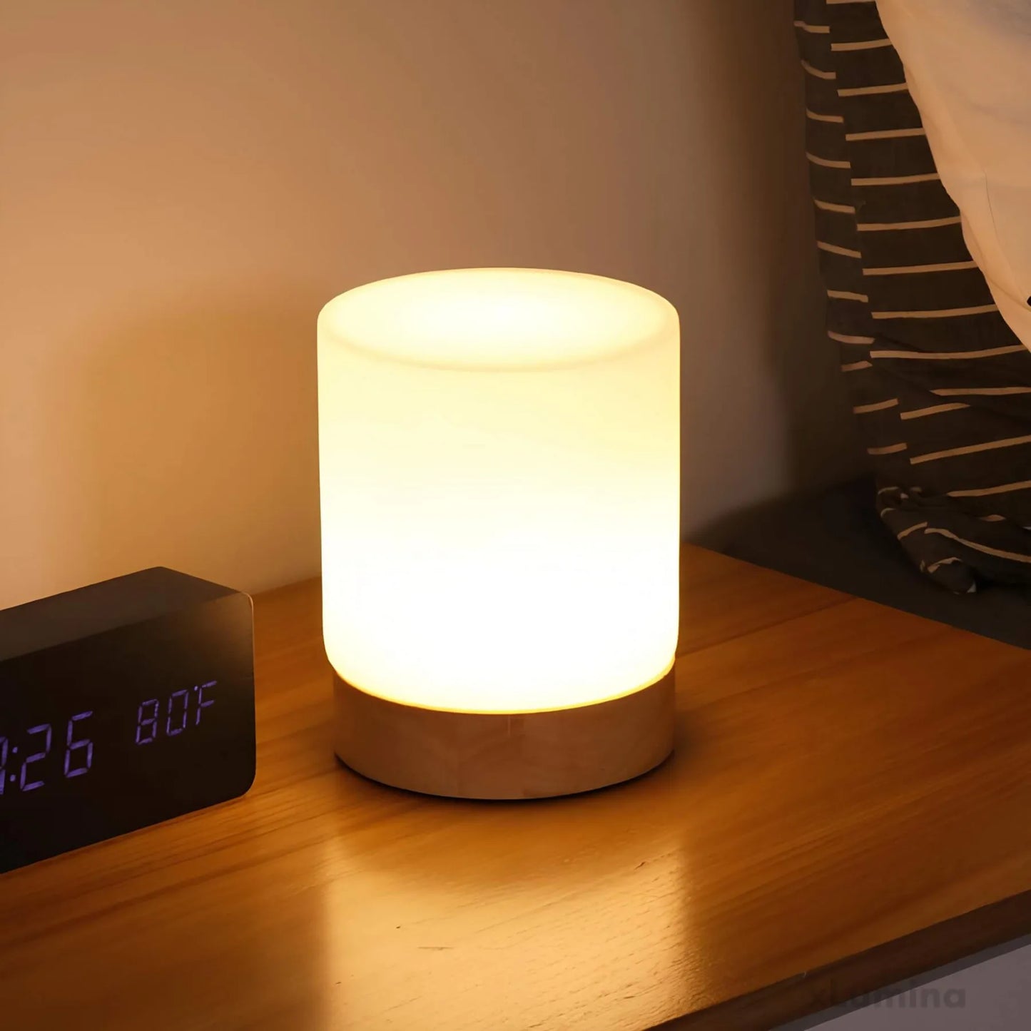 Lumiglow - Mini glazen cilinder tafellamp met 360° touch