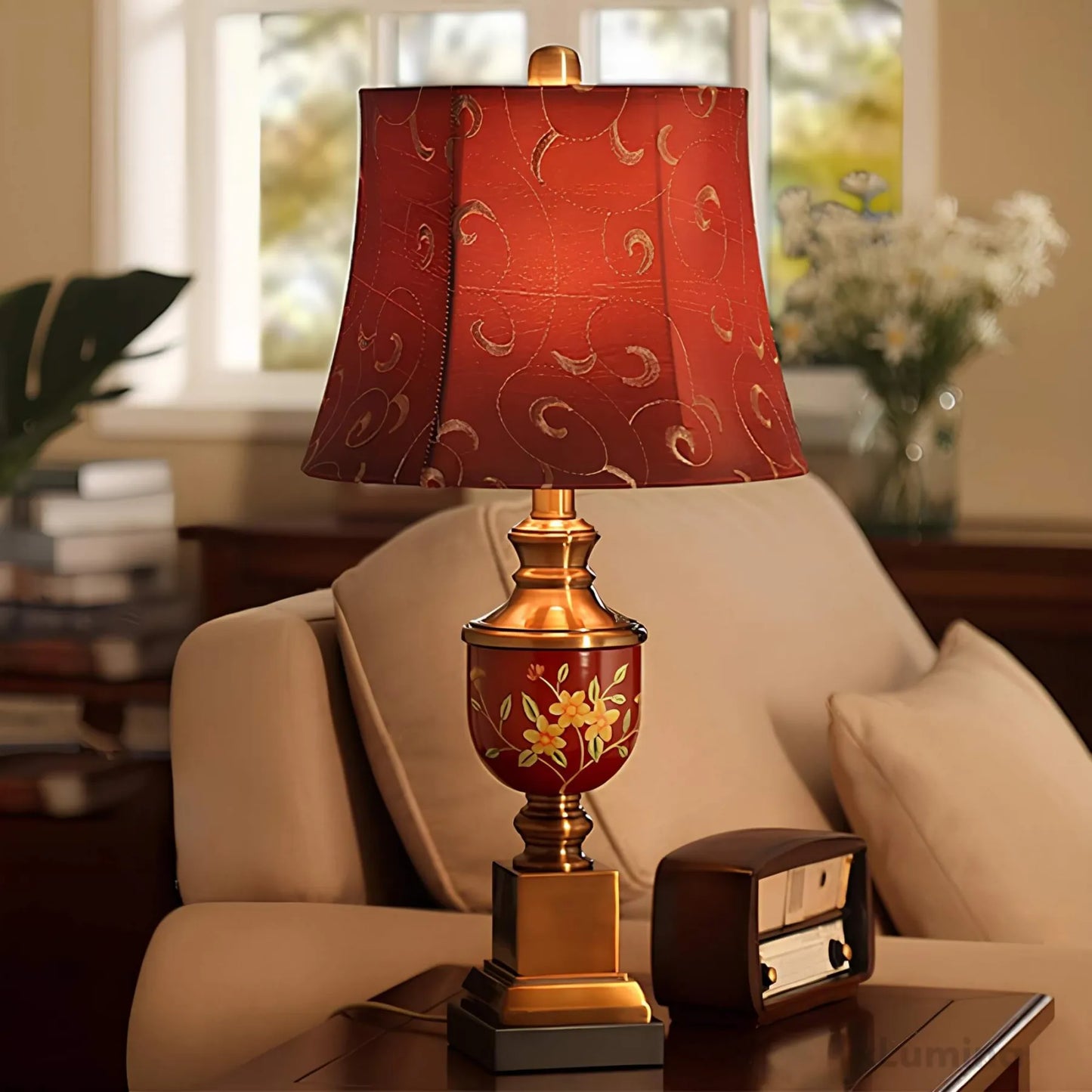 Luxora - Elegante rode keizerlijke tafellamp
