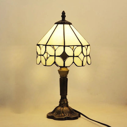Kunstzinnige Tiffany glazen LED tafellamp in nostalgische stijl