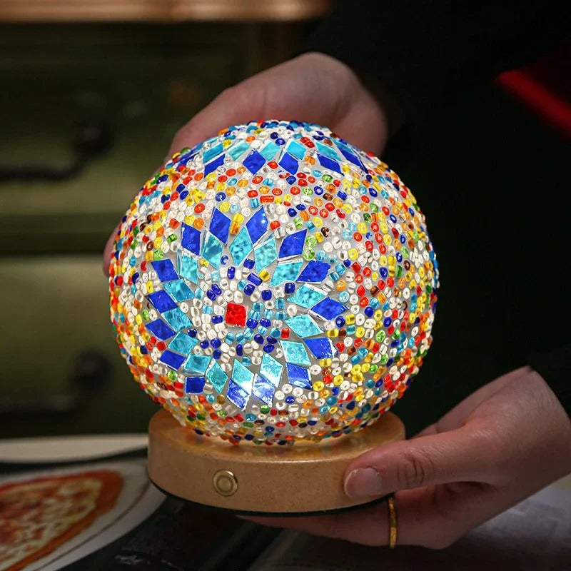 Elegante mozaïek LED lamp | Tafellamp met warme dimfunctie en USB-aansluiting