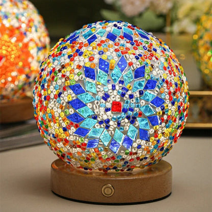 Elegante mozaïek LED lamp | Tafellamp met warme dimfunctie en USB-aansluiting
